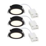 Fordelspakke 3x Nordlux Downlight Olea Sort 4.4W 345lm 110D - 930 | 68mm - IP65 - Bedste Farvegengivelse