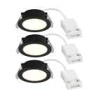 Fordelspakke 3x Nordlux Downlight Olea Sort 4.4W 345lm 110D - 930 | 68mm - IP65 - Bedste Farvegengivelse