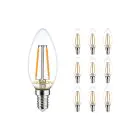 Fordelspakke 10x Noxion Lucent LED E14 Kerte filament klar 2.5W 250lm - 827 ekstra varm hvid | erstatter 25W